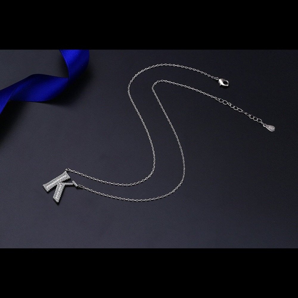 925 Stamped Sterling Silver Letter Necklace - Picture 3 of 8